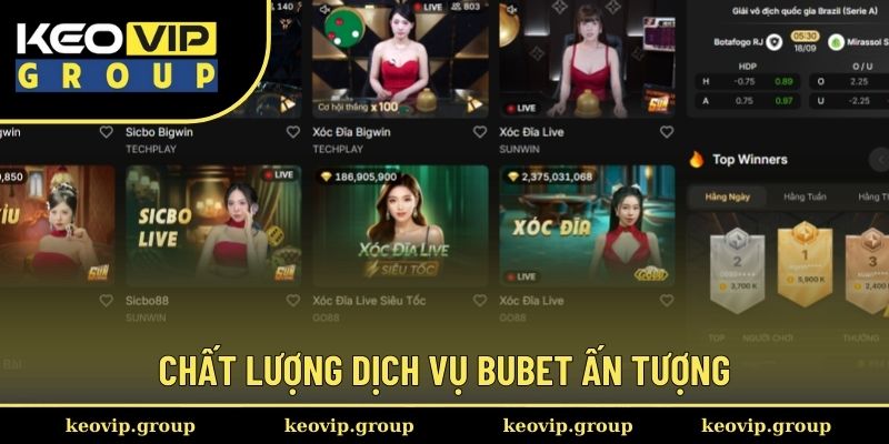 Chất lượng dịch vụ BUBET cung cấp tuyệt vời